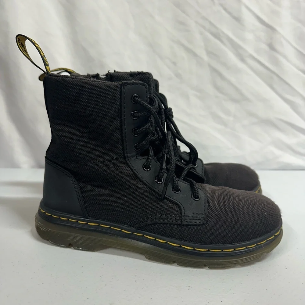 Dr. Martens Doc Combs J Black Canvas Lace-Up Boots Youth Size 2 US / 33 EU